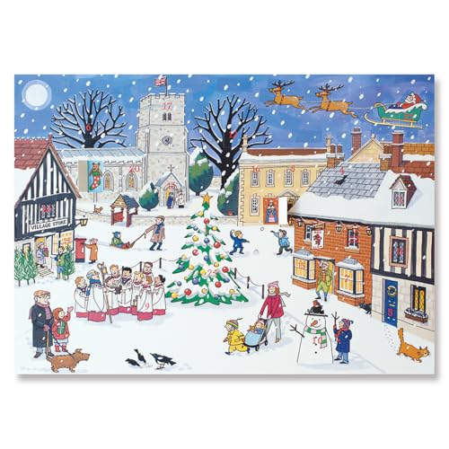 Traditional Advent Calendar - Alison Gardiner Christmas Village Design - Paper Holiday Countdown Calendar - Large 11.7x16.5 inches - color: Christmas Village