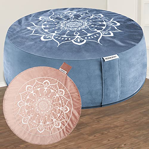 Hihealer Meditation Cushion, Traditional Tibetan Velvet Meditation Pillow - color: Blissful Pink & Aqua