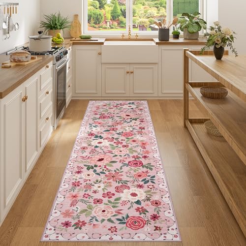 DUKINO 2x7 Runner Rug for Hallway, Washable Runner Rug Non Slip, Pink - color: Pink, size: 2' x 7' (Rectangular)