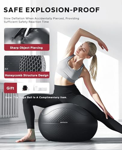HAPBEAR Yoga Wheel Set with Exercise Ball, 12'' Back Roller Wheel for Back Pain Relief, Foam Roller for Back Stretching, Physical Therapy & Muscle Massage - color: Black
