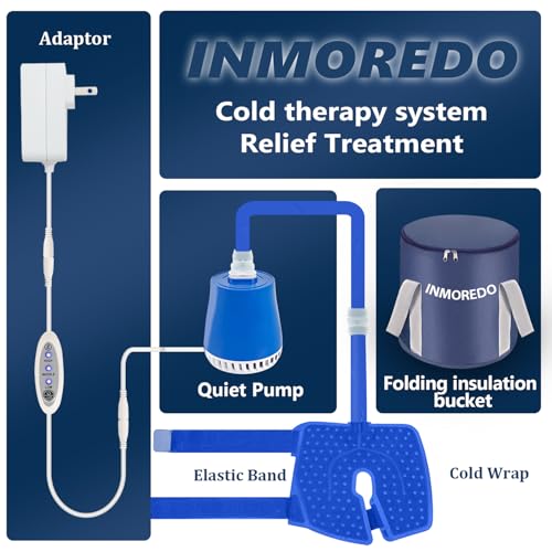 Inmoredo Cold Therapy Machine, Programable Ice Therapy Machine, for Knee Replacement, Post-Surgery Recovery, ACL, Pain Relief, for Sports Injuries, Sprains, Reduce Swelling, Knee Pad