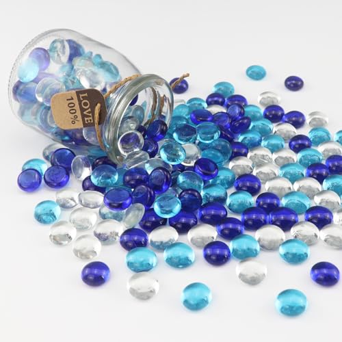 0.96LB Mix Colors Glass Beads Vase Filler Aquarium Gravel Decor Flat Glass Marbles Gems Pebbles Fish Tank Rocks Home Decorative Art Craft - 3 Colors Mixed - color: 3 Colors Mixed, size: 0.96LB
