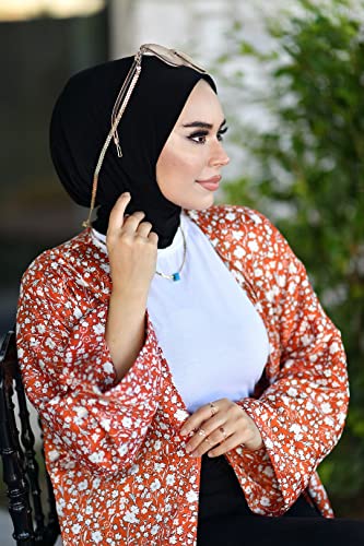 para life Snap Hijab for Women, Breathable Instant Hijabs|Standard Size Stretchable Cotton Sandy|Jersey Undercap - color: Black