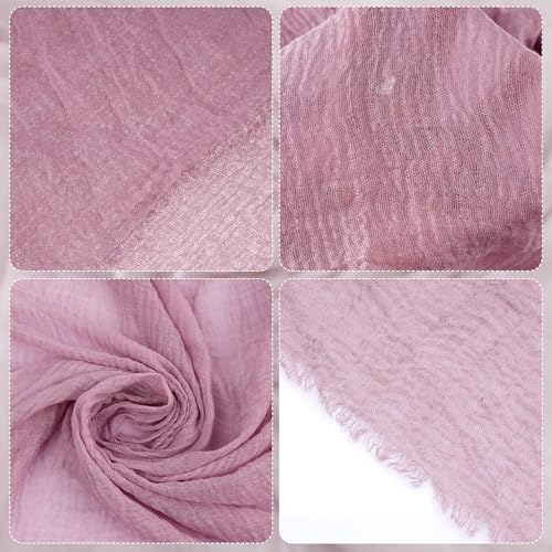 Nydotd Women Summer Cotton Linen Scarf Crinkle Long Beach Shawl Wrap hijab with Fringe - color: Dusty Rose