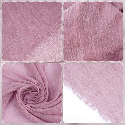 Nydotd Women Summer Cotton Linen Scarf Crinkle Long Beach Shawl Wrap hijab with Fringe - color: Dusty Rose