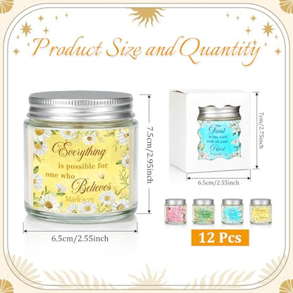 Cinrobiye 12Pcs Christian Scented Candle Set for Women – Lavender Prayer Candles with Gift Boxes for Easter, Baptism, First Communion, Confirmation, Wedding, Church Table Centerpieces - style: Floral