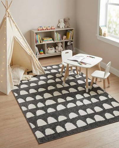 Rugs.com Whimsy Kids Collection Rug – 4x6 Dark Gray Medium-Pile Rug Perfect for Entryways, Kitchens, Breakfast Nooks, Accent Pieces - color: Dark Gray, size: 4' x 6'