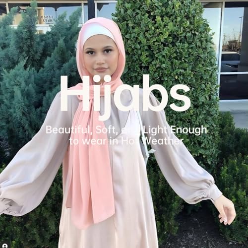 Harewom Chiffon Hijab for Women Sheer Shawl and Wraps for Wedding Bridal Scarves Summer Lightweight Sun-proof Scarf - color: Light Pink Chiffon Hijab Shawls Scarves