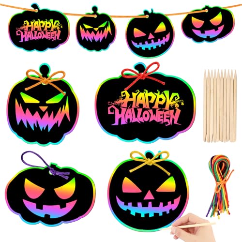JULMELON 36Pcs Halloween Scratch Art Crafts for Kids, Party Ornaments Kit - style: Halloween Crafts