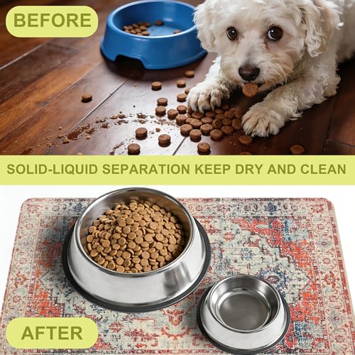 Cat Food Mat Pet Feeding Mats Dog Bowls Mat Cat Water Mat 12x20 Inch Boho5 - color: Bohemia Style 05