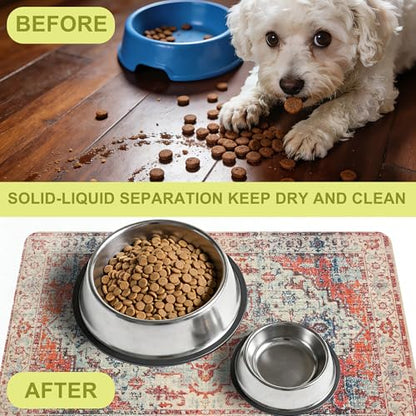 Cat Food Mat Pet Feeding Mats Dog Bowls Mat Cat Water Mat 12x20 Inch Boho5 - color: Bohemia Style 05