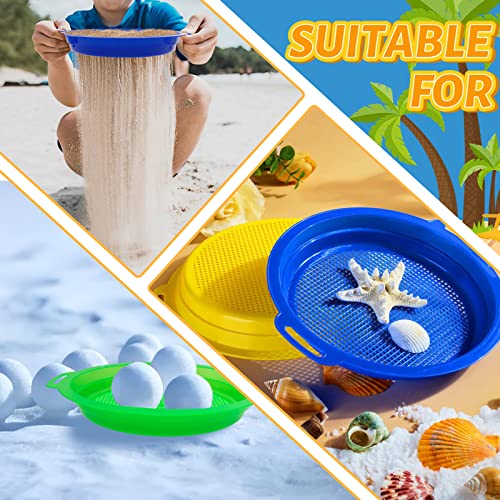 OJYUDD 8 Pack Plastic Sand Sieves for Adults, Multi-Purpose Sand Sifting Pans for Beach, Gardening, and Outdoor Use (8.75x9.75in) - color: 8 Pcs