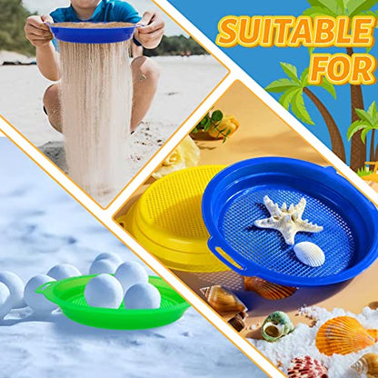 OJYUDD 8 Pack Plastic Sand Sieves for Adults, Multi-Purpose Sand Sifting Pans for Beach, Gardening, and Outdoor Use (8.75x9.75in) - color: 8 Pcs