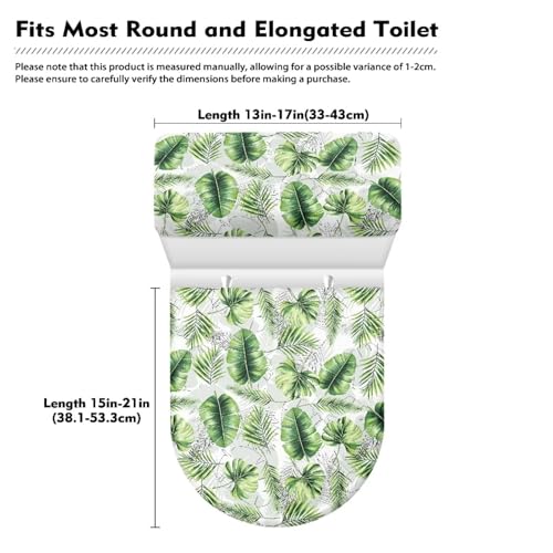 Green Leaves Toilet Lid Covers with Tank Covers Toilet Seat Cover Dustproof Stays in Place Home Decor Fits Most Toilet Lids - color: Green Leaves