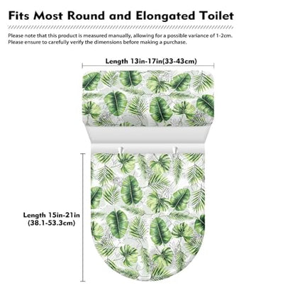 Green Leaves Toilet Lid Covers with Tank Covers Toilet Seat Cover Dustproof Stays in Place Home Decor Fits Most Toilet Lids - color: Green Leaves
