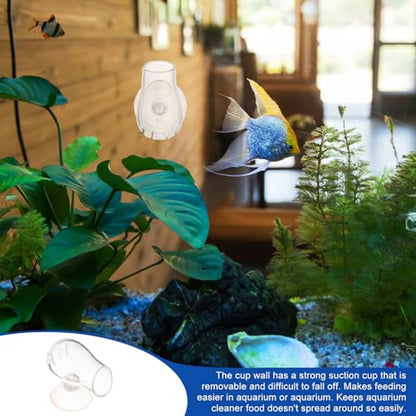Garneck Glass Aquarium Fish Feeder Cup Worm Bait Container Fish Tank Feeding Cup for Aquarium Use