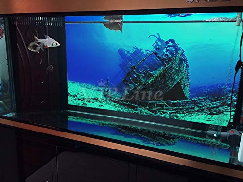Large Shipwreck Aquarium Background Poster HD Fish Tank Ornament Landscape (30" x 18"/ 76 x 46cm) - size: 30" x 18"/ 76 x 46cm