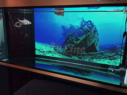 Large Shipwreck Aquarium Background Poster HD Fish Tank Ornament Landscape (30" x 12"/ 76 x 30cm) - size: 30" x 12"/ 76 x 30cm
