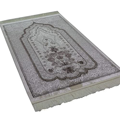 Modefa Turkish Islamic Velvet Prayer Rug - Prayer Mat Carpet for Men and Women - Traditional Muslim Janamaz Sajada - Ramadan or Eid Gift - with Car Hanger - Luxury Winter Rose (Hazelnut/Cream) - color: Hazelnut / Cream