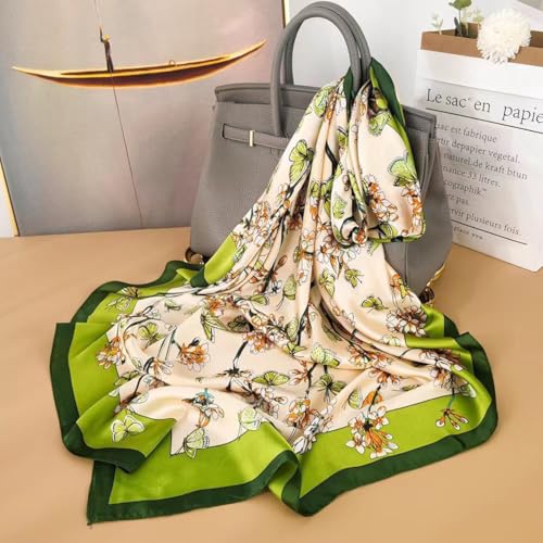 XL 43 Inch Extra Large Square Scarf Fashion Scarves Silk Feeling Hair Scarf Wrapping Scarfs Night Sleeping Headscarf - color: Ba107