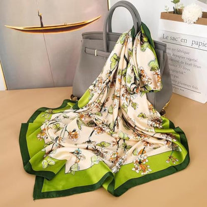 XL 43 Inch Extra Large Square Scarf Fashion Scarves Silk Feeling Hair Scarf Wrapping Scarfs Night Sleeping Headscarf - color: Ba107