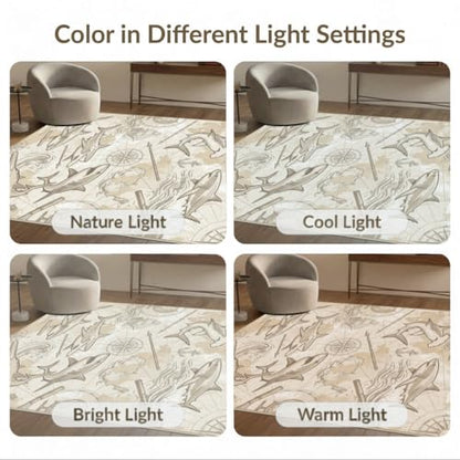 8'x10' Washable Flatwoven Rug, Tan Distressed Shark Stain Resistant Extra Large Carpet Non-Slip Chair-Friendly Mat for Dining Room, Large Office, Lounge | Ref:2067336 - color: Beige/Pattern 33, size: 8' x 10' (Rectangular)