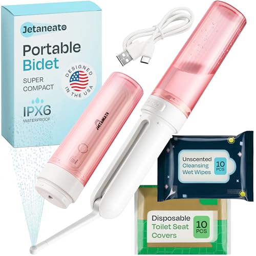 Portable Electric Bidet for Travel - Portable Bidet Rechargeable Handheld Sprayer with 3 High Pressure Modes, USB-C, Adjustable Nozzle & Extra Clean Kit, IPX6 Waterproof Peri Bottle (Pink) - color: Pink