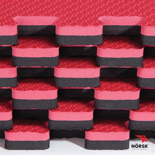 Dual-Sided Reversible 1/2" Foam Exercise Mats for Home Gym - Interlocking EVA Foam Tiles - color: Red / Black, size: 48 Tiles - 192 Sq. Ft.