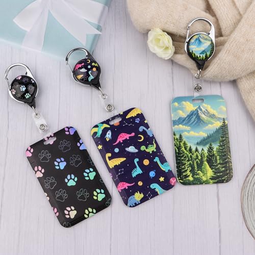 Space Dinosaur Lanyard for Kids with Retractable Badge Holder Cute Badge Reel Clip for Key Card Work ID Young Student Teacher - color: Dinosaur