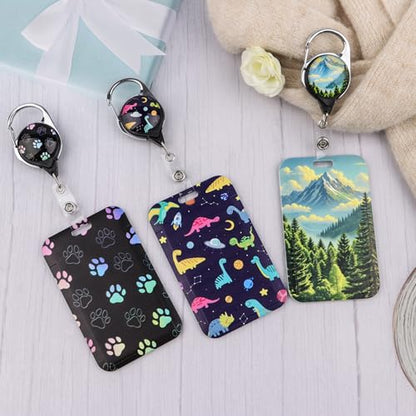 Space Dinosaur Lanyard for Kids with Retractable Badge Holder Cute Badge Reel Clip for Key Card Work ID Young Student Teacher - color: Dinosaur