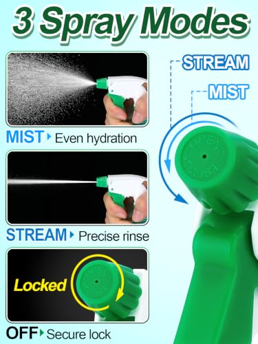 6Pcs 3 Modes Spray Bottle Nozzles Replacement Fit Standard 28/400 Neck | MADHOLLY DIY-Friendly Sprayer Tops, Mist/Stream/Off, Cuttable Tube for 8/16/32oz Bottle, for Plants, Hair, Cleaning - color: Green