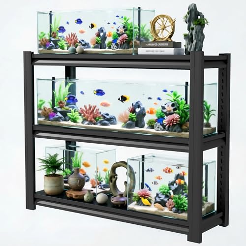 Fish Tank Stand 48" x 18" x 39", 990 lbs Capacity Aquarium Stand with 3 Adjustable Shelves, for 30-40 Gallon Tank, Black