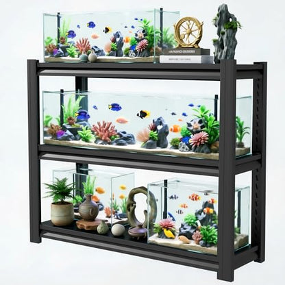 Fish Tank Stand 48" x 18" x 39", 990 lbs Capacity Aquarium Stand with 3 Adjustable Shelves, for 30-40 Gallon Tank, Black