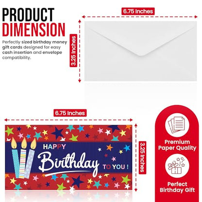 Iconikal 24-Pack Gift Card Money Holders with Envelopes Birthday
