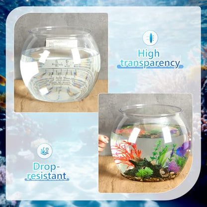 3 Gallon Plastic Betta Fish Bowl with 6 Pcs Artificial Plastic Plants and 500g Decorative Gravel, Betta Fish Tank and Decoration Accessories Small Large Bowl Ornaments Starter Kit - size: 3 Gallon