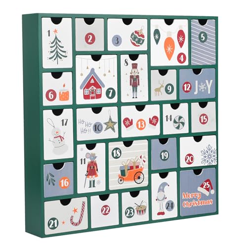 FOIMAS Christmas Advent Calendar with 25 Drawers, Christmas Wooden Countdown Calendar with Drawers for 2026 Xmas Home Decoration - color: Blue