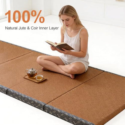 Japanese Tatami Mat, Tatami, Rug, Foldable Mattress, Roll up Rug, Japanese Floor Mattress, Floor Sleeping Japanese Futon Mattress, Meditation Yoga, Zen - size: Brown 80×200×3.5cm
