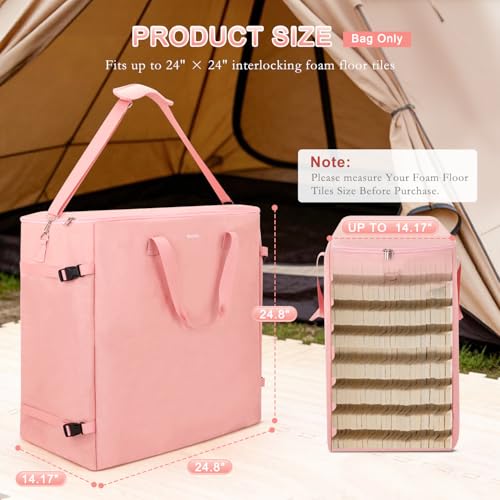 Foam Mat Storage Bag for 24" Interlocking EVA Foam Mats, Portable Carry Bag | Fits Foam Floor Tiles, Holds 20–25 Mats for Trade Shows & Exercise with Side Buckles & Adjustable Shoulder Strap, Bag Only