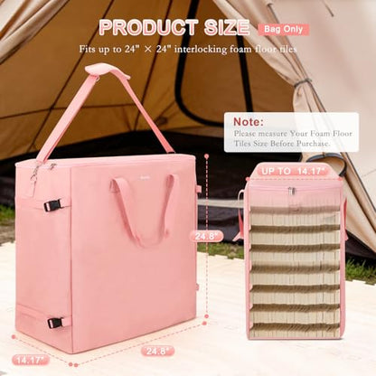 Foam Mat Storage Bag for 24" Interlocking EVA Foam Mats, Portable Carry Bag | Fits Foam Floor Tiles, Holds 20–25 Mats for Trade Shows & Exercise with Side Buckles & Adjustable Shoulder Strap, Bag Only