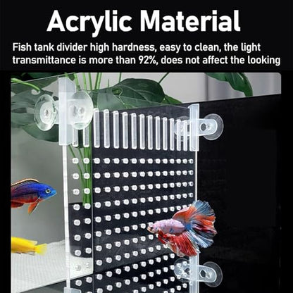 180 Gallon Aquarium Divider for Baby Fish - Clear Acrylic Separator Board for Optimal Fish Separation, Tank Organization & Ea