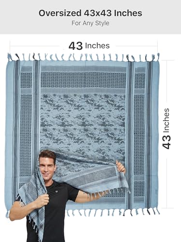 FREE SOLDIER Scarf Military Shemagh Tactical Desert Keffiyeh Head Neck Scarf Arab Wrap with Tassel for Men Women - color: Camo Blue