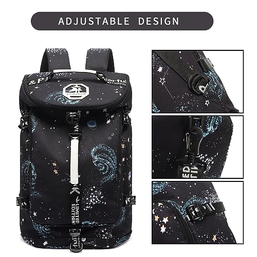 gym duffel bag backpack wrestling bag with shoe compartment 4 kinds of back method waterproof sports walking laptop - color: A-starry Sky