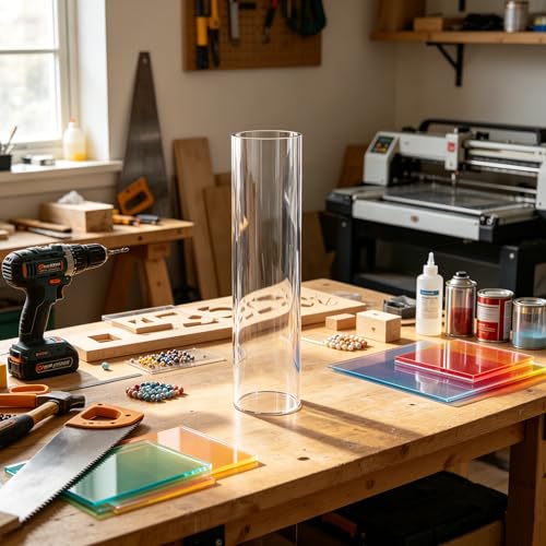 FixtureDisplays® Clear Acrylic Tube 2" (Nominal) Diameter (1.9685" Exact Outside dim) x 6" Long, 5/64" (2mm) Wall Open Ended 15137-6"-1PK-NPF - size: 2" Dia X 6" 1PK