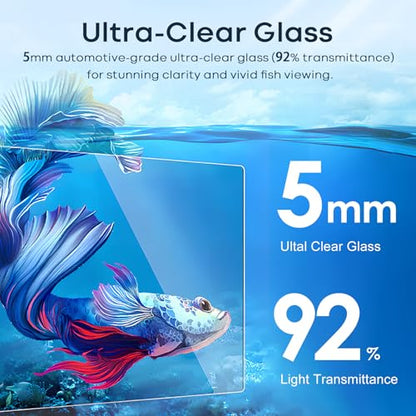 10 Gallon Glass Fish Tank, Aquarium Fish Bowl Cube for Betta Goldfish Snails Shrimp Aquatic Planting, Easy to Maintain Ultra Clear Rimless Dark Background Low Iron - color: Dark Background, size: 10 Gallon