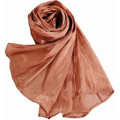 Women Premium Hijab Head Scarf Lightweight Shimmer Scarves Crepe Wedding Shawls and Wraps for Evening Dresses Shiny - color: Light Orange