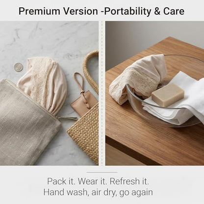 ZLYC Hijab Cap for Muslim Women Soft Stretchy Open-Back Underscarf Hat Breathable Inner Hijab Undercap - color: Lace Beige