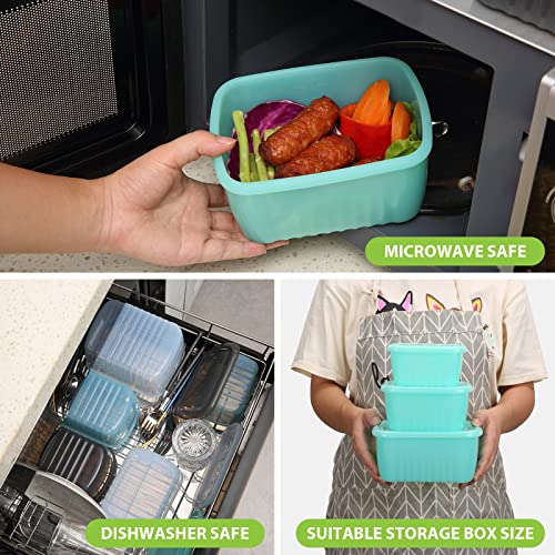 3-Piece Silicone Food Storage Containers Reusable Box Bento 9.2oz 18.3oz 33.8oz Lunch Leftovers Meal Prep Container for Vegetables Fruits Meat Fish Grains Store