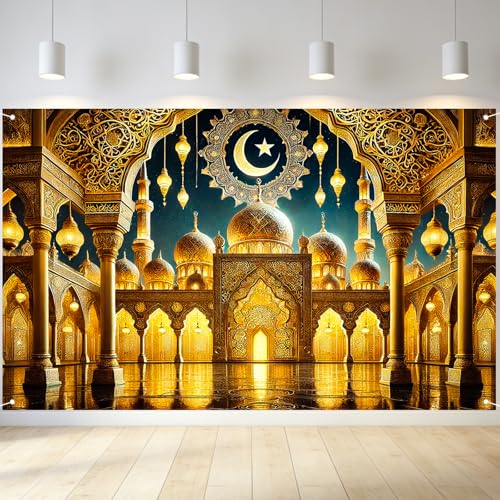 Nuxovilar 대형 라마단 무바라크 배너 - 폴리에스터 109.2 x 180cm(43 x 71인치) 모스크, 마당, 야외 장식용 (sh01472) - color: sh01472