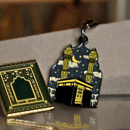 ZUDO Kaaba Keychain - Stainless Steel Coated Black | Islamic Keychain Gift | Faith-Inspired Key Accessory