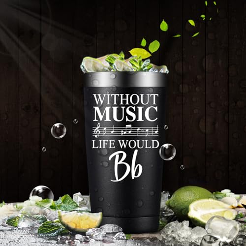 Fufandi Music Lover Gifts for Men Male, Him, Music Teacher Gift - Gifts for Musical Lovers, Musician Tumbler Gift - Tumbler Cup 20oz - color: Music Life Black